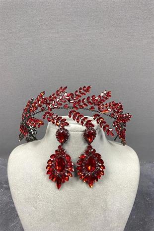 Denver Kristal Taşlı Kraliçe Tacı Gelin Kına Gecesi Tacı Kristal Taşlı Gelin Düğün Tacı Lacivert