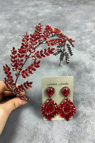 Denver Kristal Taşlı Kraliçe Tacı Gelin Kına Gecesi Tacı Kristal Taşlı Gelin Düğün Tacı Lacivert