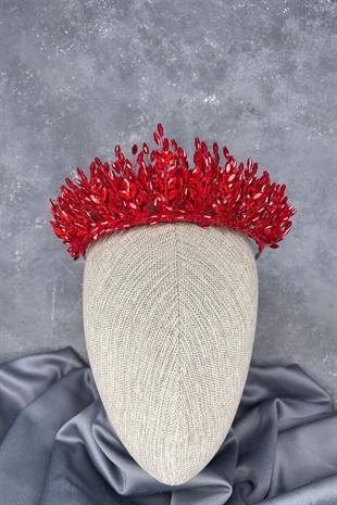 Red Elisa Design Beaded Bridal Henna Crown Hair Accessory