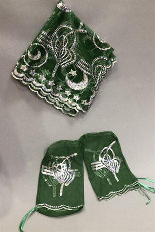 Kırmızı Gelin Duvağı Damat Örtüsü ve Takı Kurdele Seti