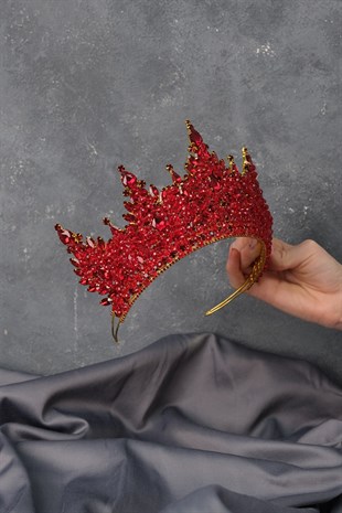 Red Gold Paris High Dense Beaded Bridal Henna Tiara