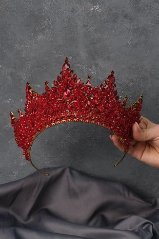 Red Gold Paris High Dense Beaded Bridal Henna Tiara