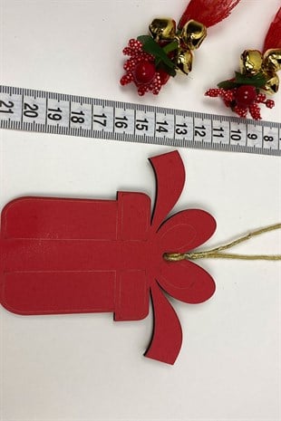 Kırmızı Hediye Paketi Yılbaşı Ağaç Süsü(5Adet)