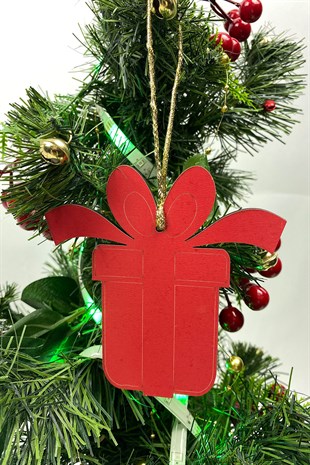 Kırmızı Hediye Paketi Yılbaşı Ağaç Süsü(5Adet)