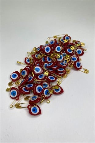 Kırmızı İğneli Nazar Boncuğu 100 Adet