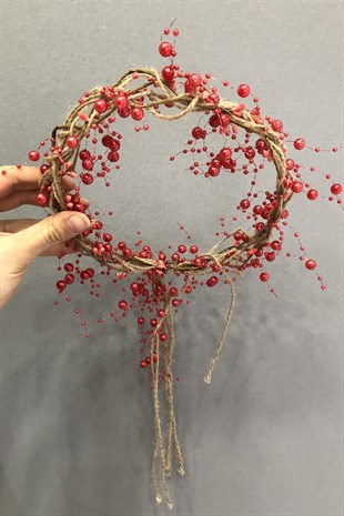 Kırmızı İncili Hasırlı Taç