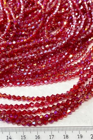 Kırmızı Janjanlı Pramit Dizi Kristal Boncuk 4 mm
