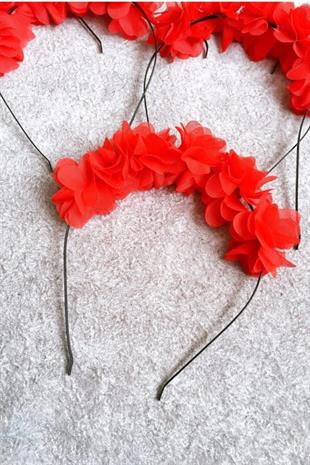 تاج وصيفة العروس من Red Flower Crown لليلة الحناء 10 قطع