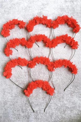 تاج وصيفة العروس من Red Flower Crown لليلة الحناء 10 قطع