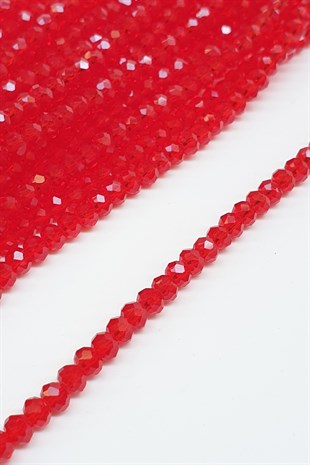 Şeffaf Kırmızı Kristal Boncuk 4 Mm