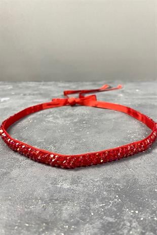 الكريستال الأحمر مطرز مساء اللباس حزام ملحق