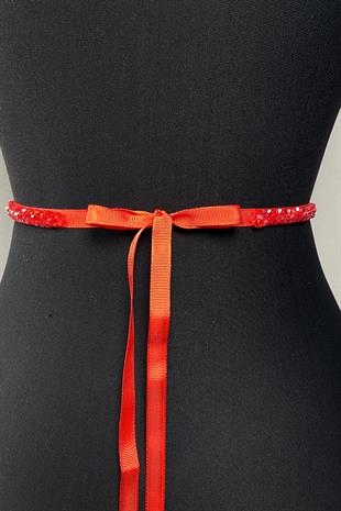 الكريستال الأحمر مطرز مساء اللباس حزام ملحق
