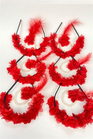 Red Laser Flower Bridesmaid Tiara and Gift Child Tiara 6 pcs