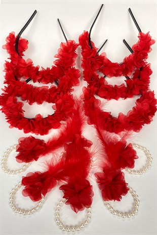 Red Laser Flower Bridesmaid Tiara and Gift Child Tiara 6 pcs