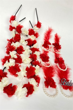 Red Laser Flower Bridesmaid Tiara and Gift Child Tiara 6 pcs