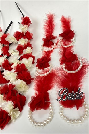 Red Laser Flower Bridesmaid Tiara and Gift Child Tiara 6 pcs