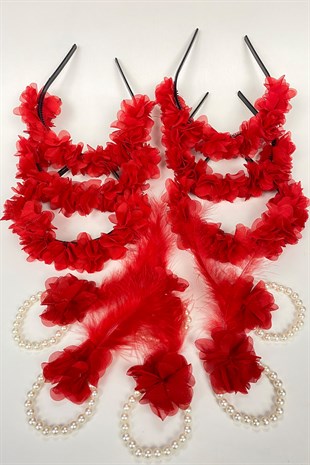 Red Laser Flower Bridesmaid Tiara and Gift Child Tiara 6 pcs