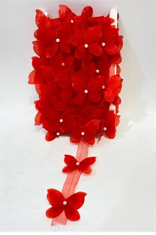  فراشة شيفون حمراء مقطوعة بالليزر