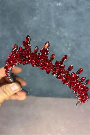Red Lycian Beaded Bridal Henna Crown