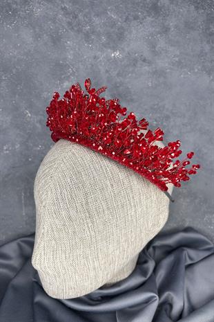 Red Livan Beaded Bridal Henna Crown Hair Accessory