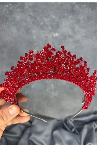 Red Livan Beaded Bridal Henna Crown Hair Accessory
