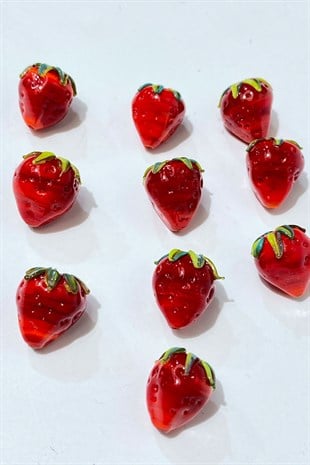 Red Murano Glass Beads Strawberry 1 Piece