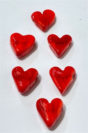 Red Murano Made Glass Bead Heart 1 Piece
