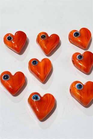 Red Murano Glass Bead Evil Eye Figure Heart 1 Piece