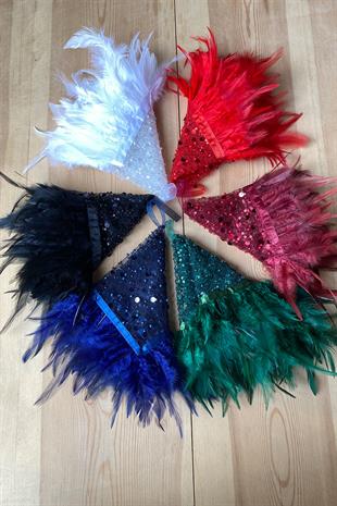 Red Authentic Bead Embroidered Hairy Bridal Halay Handkerchief 5 pcs