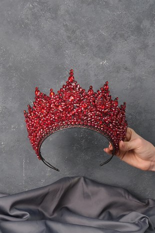 Red Paris High Dense Beaded Bridal Henna Tiara