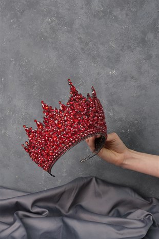 Red Paris High Dense Beaded Bridal Henna Tiara