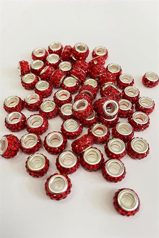 Red Shiny Stone Large Hole Bead 12 mm