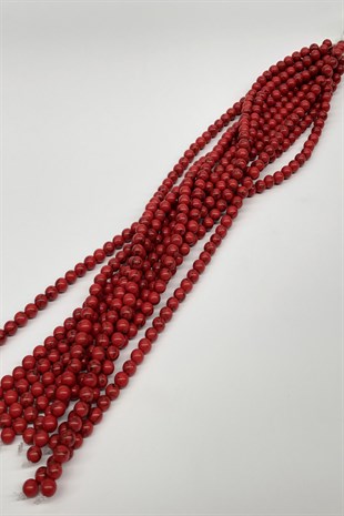 Red Color Glass Stone Beads 8 mm
