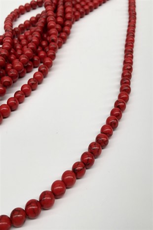Red Color Glass Stone Beads 8 mm