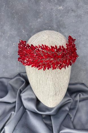 Red Salba Bridal Henna Crown and Hair Turban Accessory