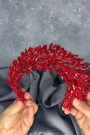 Red Salba Bridal Henna Crown and Hair Turban Accessory
