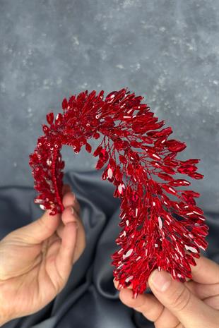 Red Salba Bridal Henna Crown and Hair Turban Accessory
