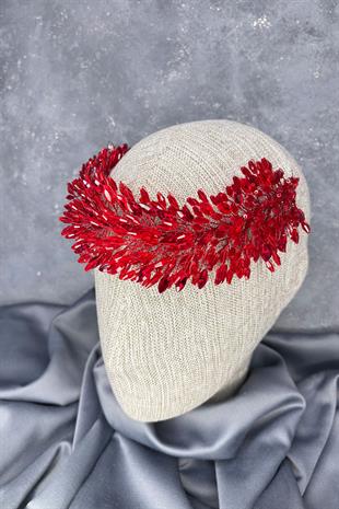 Red Salba Bridal Henna Crown and Hair Turban Accessory