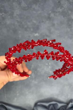 Red Saree Model Double Row Bridal Henna Crown Hair Accessory