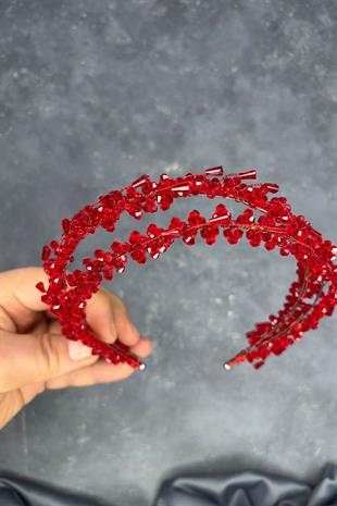 Red Saree Model Double Row Bridal Henna Crown Hair Accessory