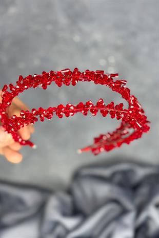 Red Saree Model Double Row Bridal Henna Crown Hair Accessory