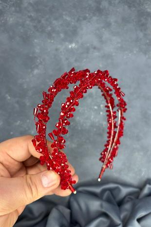 Red Saree Model Double Row Bridal Henna Crown Hair Accessory