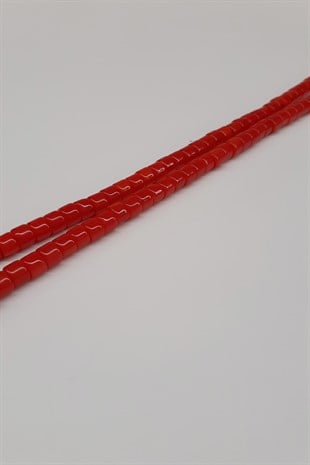 Kırmızı Silindir Parlak Boncuk