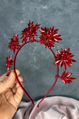 Red Star Stone Bridal Henna Crown and Bridal Hair Accessory