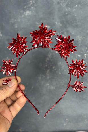Red Star Stone Bridal Henna Crown and Bridal Hair Accessory