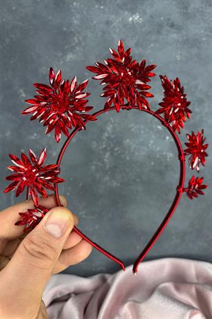 Red Star Stone Bridal Henna Crown and Bridal Hair Accessory