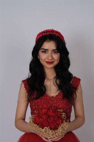 Red Water Enamel Beaded Bridal Henna Crown