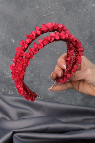 Red Water Enamel Beaded Bridal Henna Crown