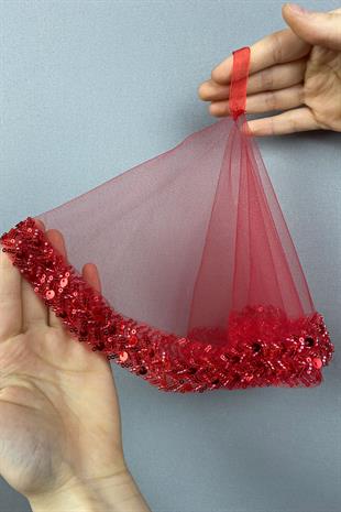 Red Water Vip Model Beaded Bridal Halay Handkerchief 5 pcs