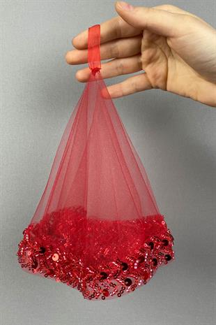 Red Su Vip Model Beaded Bridal Halay Handkerchief 1 pcs